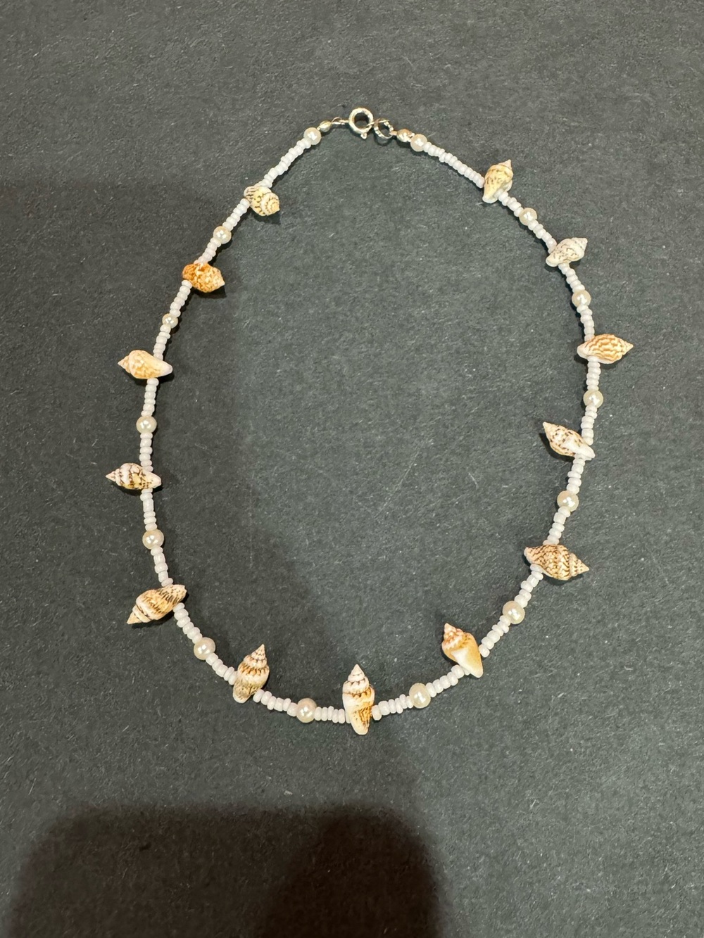 Handmade Shell Bead Necklace - White and Tan